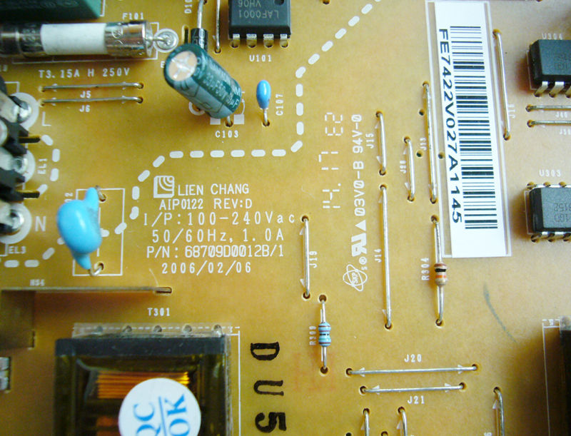 LG 19\" L194TW 68709D0012B Power Supply Board Unit